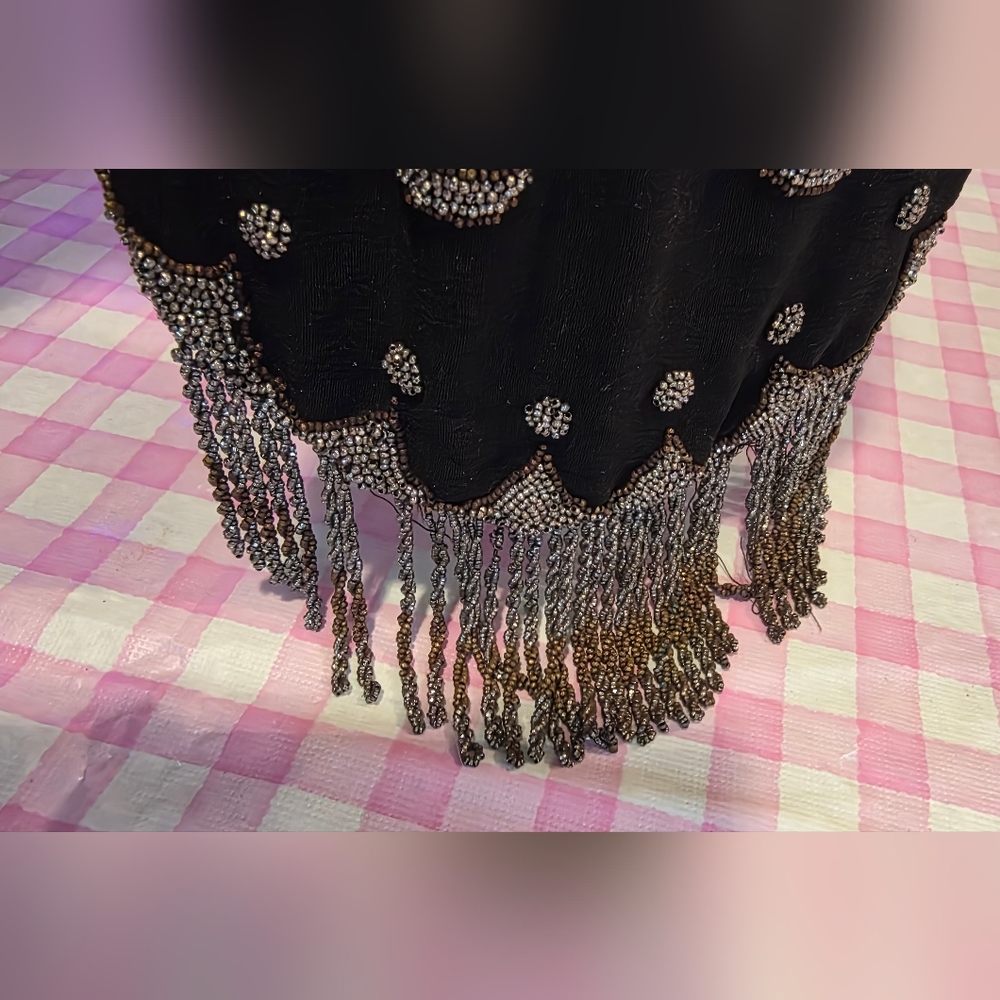 Vintage Beaded Drawstring Reticule, Handbag, Handmade - Picture 13 of 14